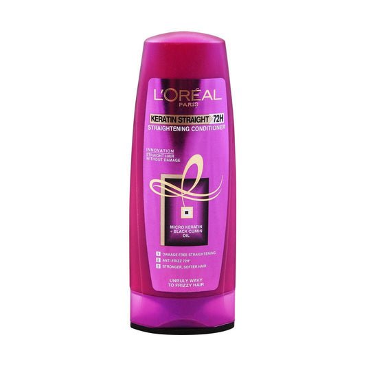L'Oreal Paris Keratin Straight 72H Straightening Conditioner For Unruly Wavy To Frizzy Hair 175 Ml